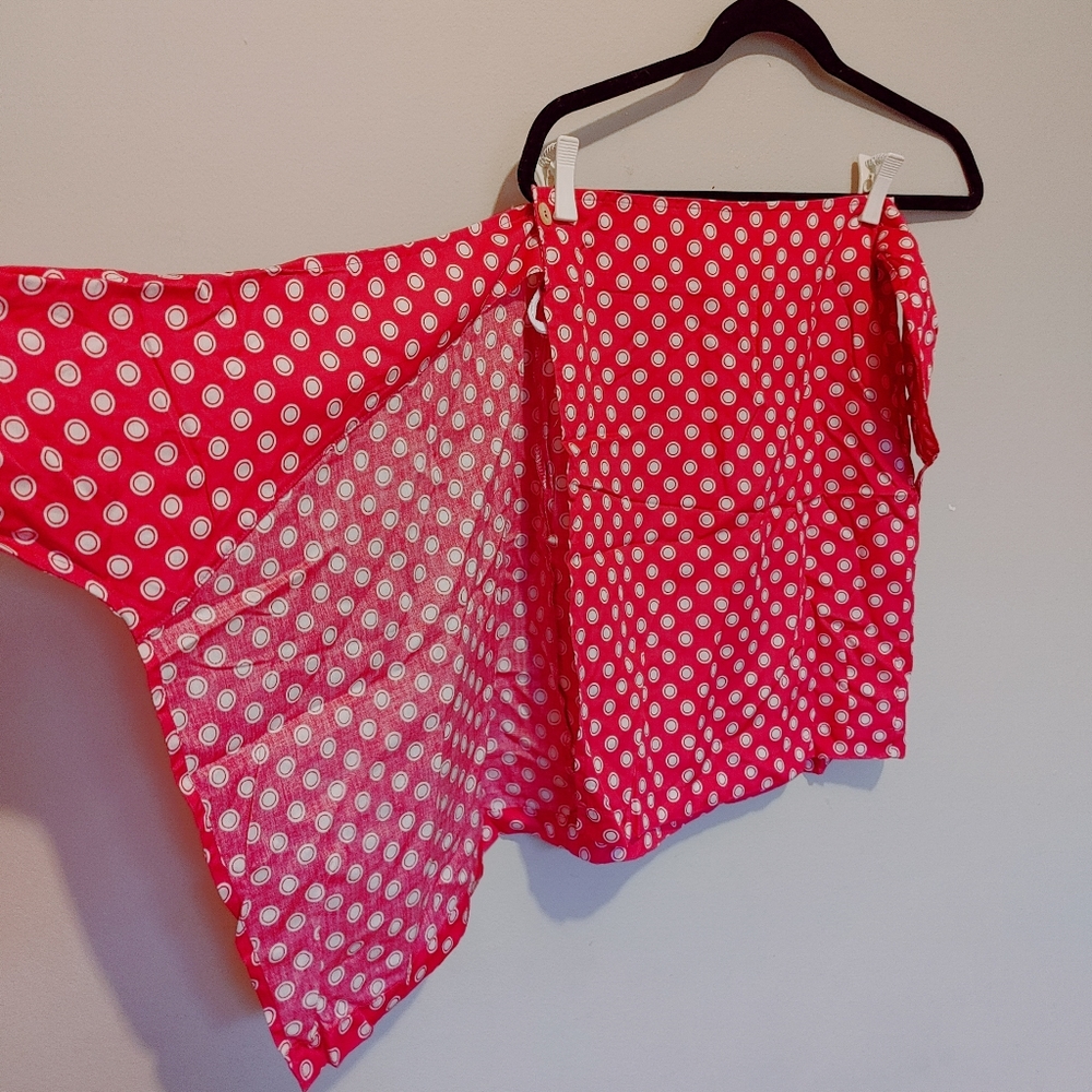 Vintage ESPRIT Pink Polka Dot Wrap/Bandage Skirt, Size 7/8